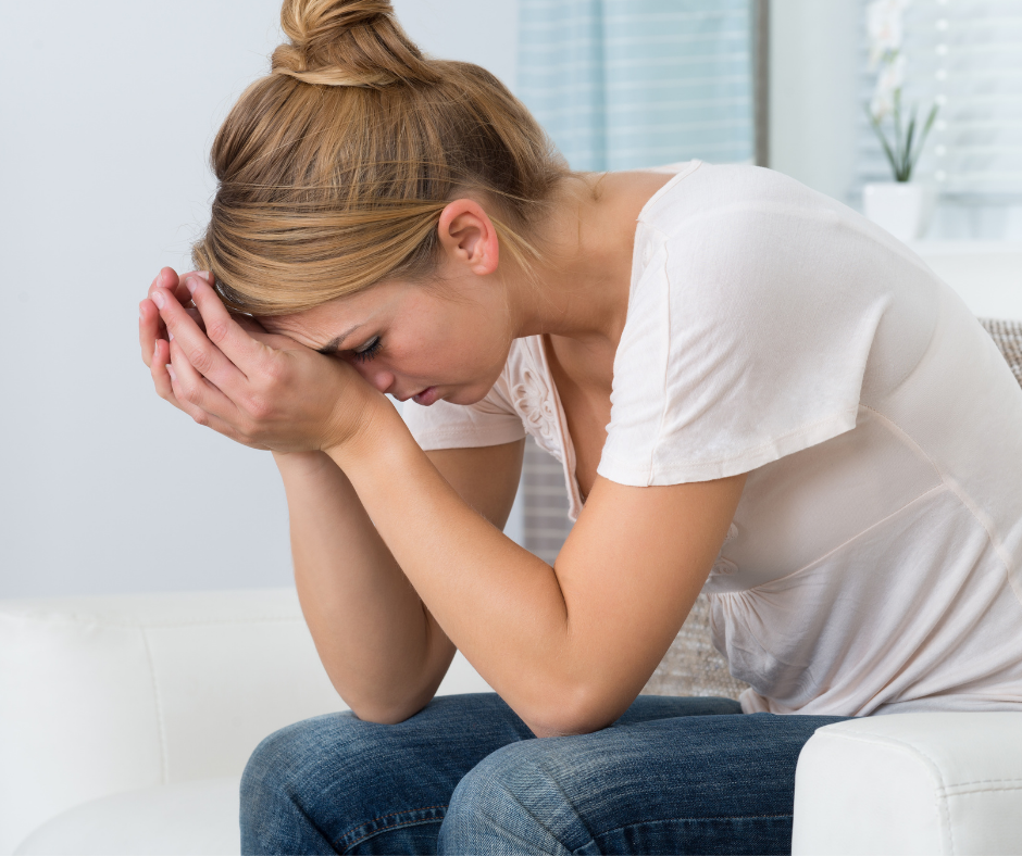 A woman taking stress