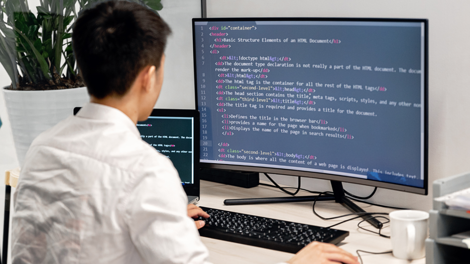 Employee working on a computer